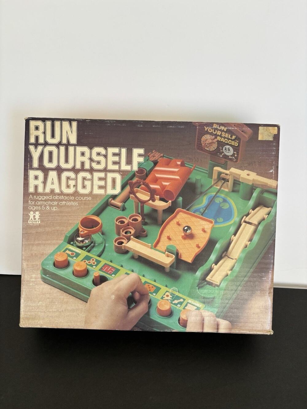 Run Yourself Ragged Game Obstacle Course Tomy 1979 Missing Steel Marble, No Hoop